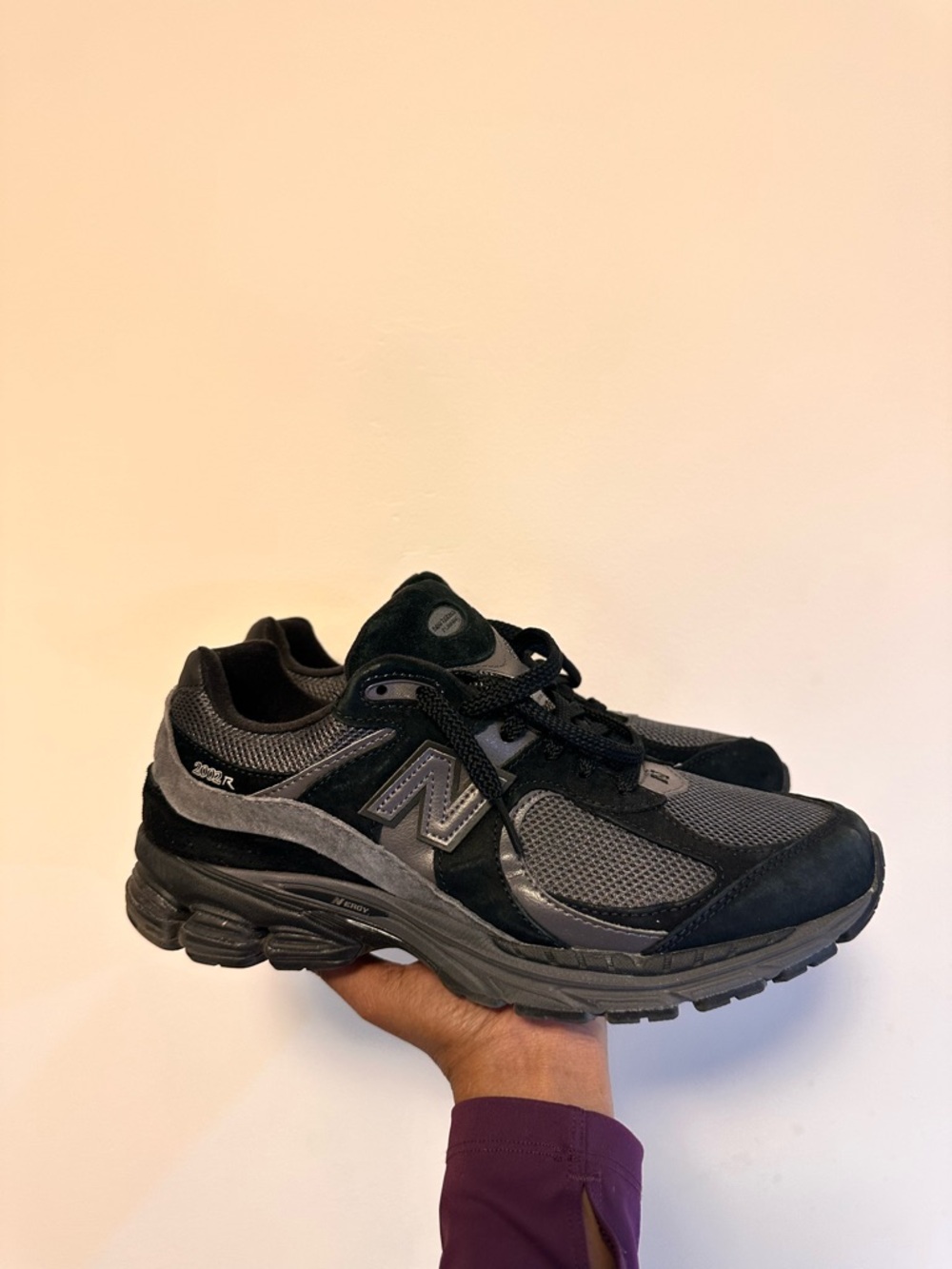 New Balance Black and Grey 2002R Sneakers